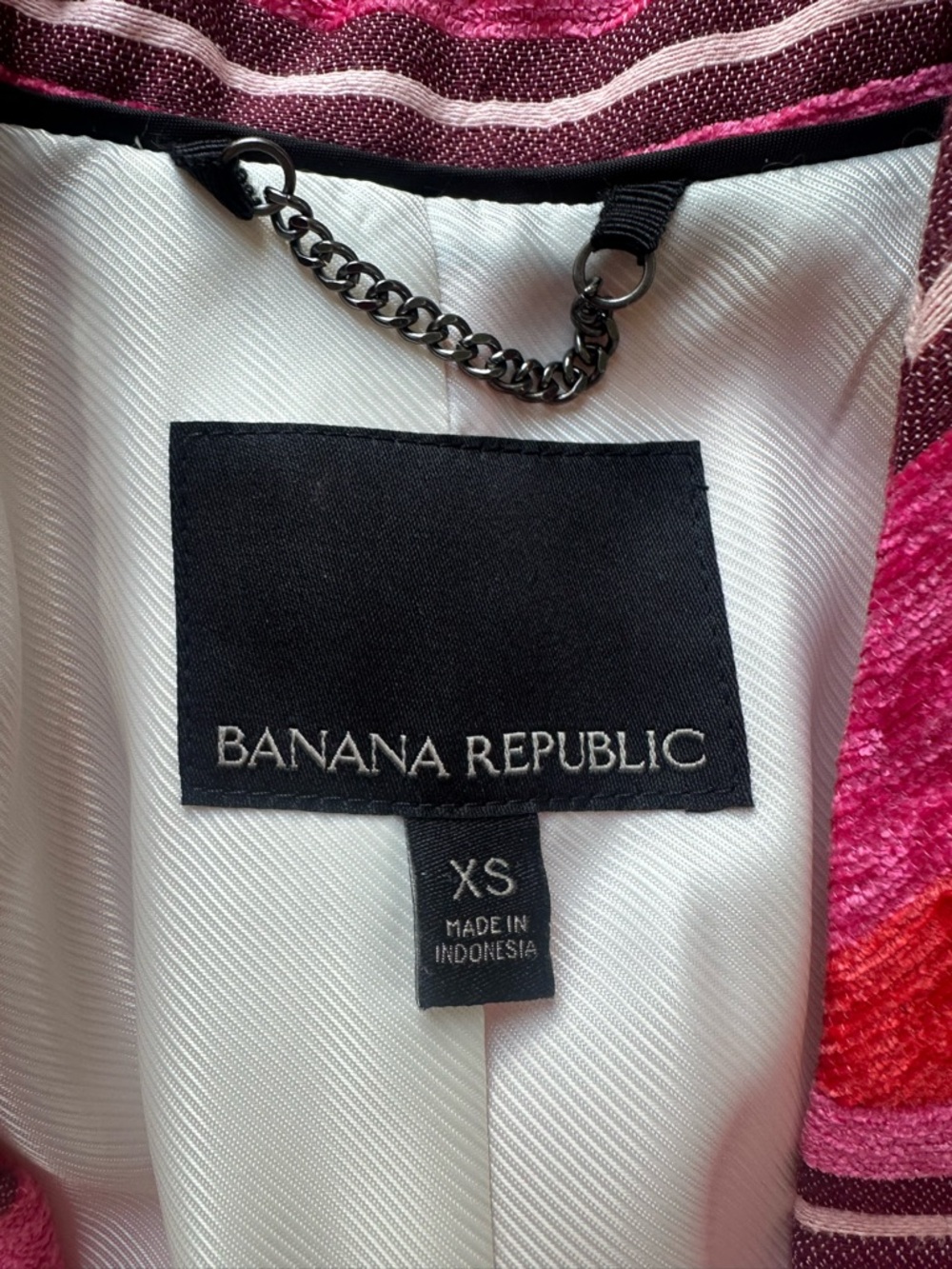 Banana Republic Pink Red Striped Blazer XS Tailored Statement Coat - Picture 4 of 7